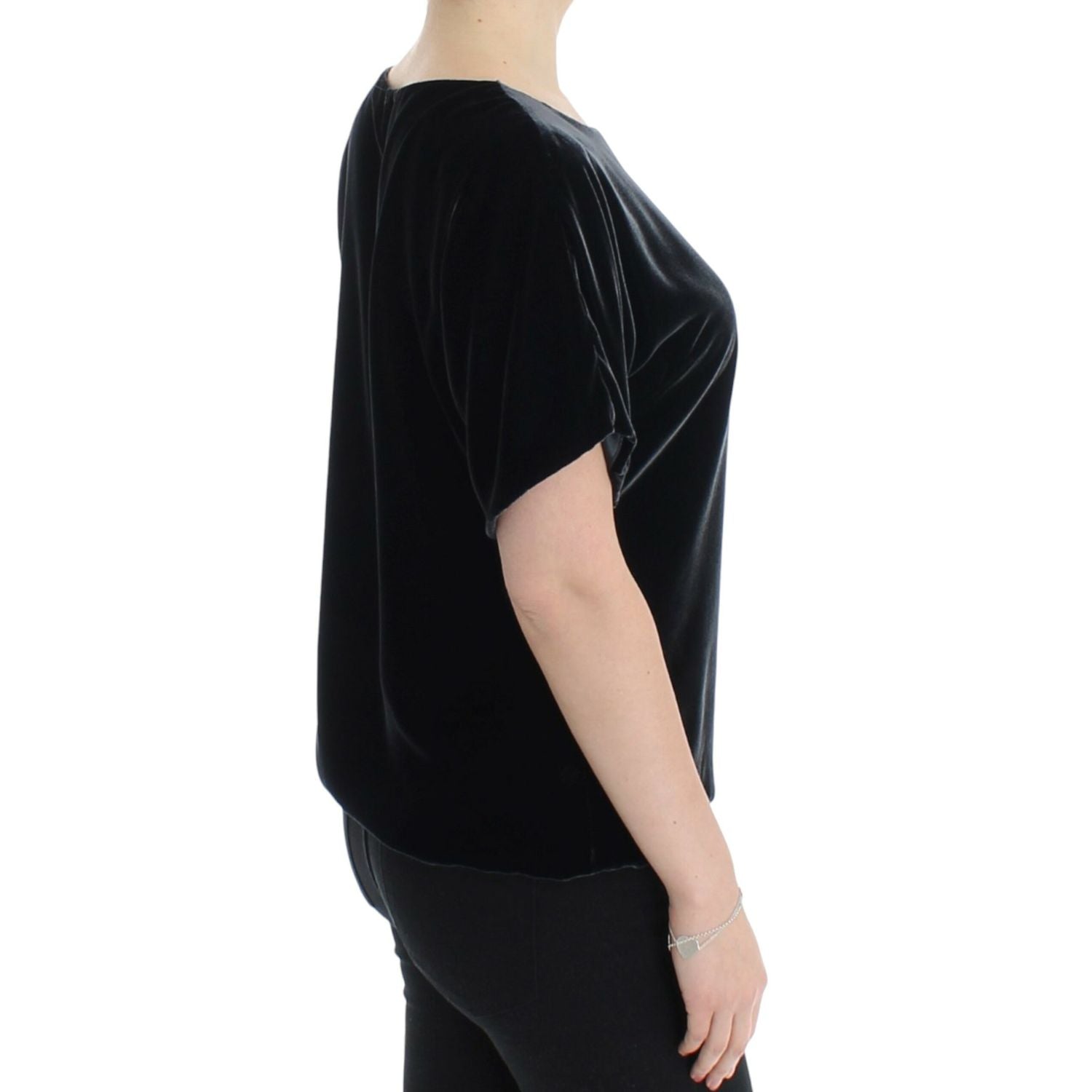 Dolce & Gabbana Black velvet shortsleeved blouse