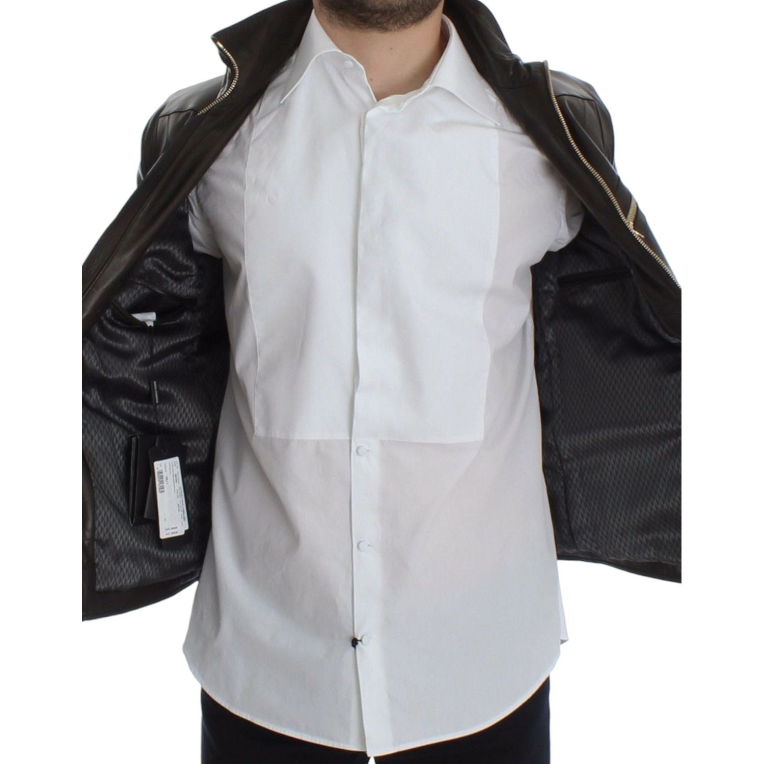 Dolce & Gabbana Brown Lambskin Leather Zipper Jacket