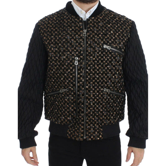 Dolce & Gabbana Elegant Black Sequined Designer Jacket Coats & Jackets Dolce & Gabbana Black