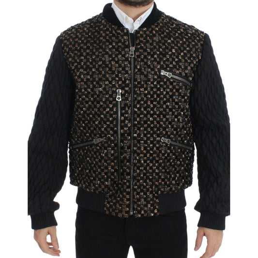 Dolce & Gabbana Elegant Black Sequined Designer Jacket Coats & Jackets Dolce & Gabbana Black