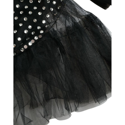 Dolce & Gabbana Black Crystal Embellished A-line Gown Dress