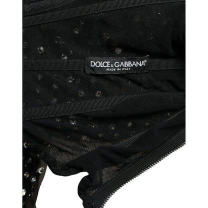 Dolce & Gabbana Black Crystal Embellished A-line Gown Dress