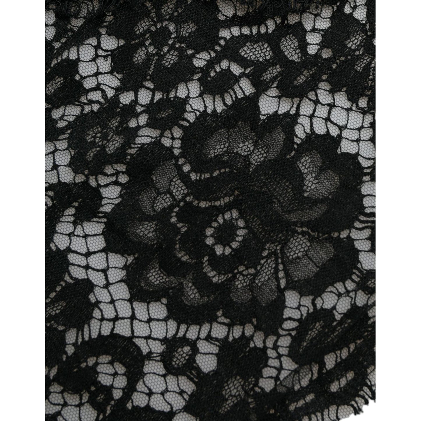 Dolce & Gabbana Black Lace Crystal Embellished Sheath Dress