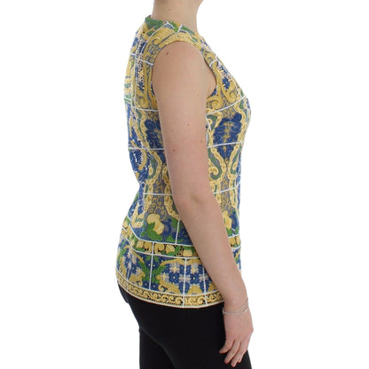 Dolce & Gabbana Multicolor Majolica Embroidered Sweater