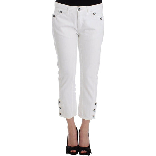 Ermanno Scervino Chic White Cropped Jeans for Sophisticated Style Ermanno Scervino Light Gray