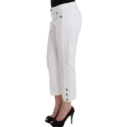 Ermanno Scervino Chic White Cropped Jeans for Sophisticated Style Ermanno Scervino Light Gray