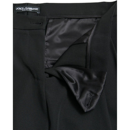 Dolce & Gabbana Black Wool High Waist Cropped Tapered Pants