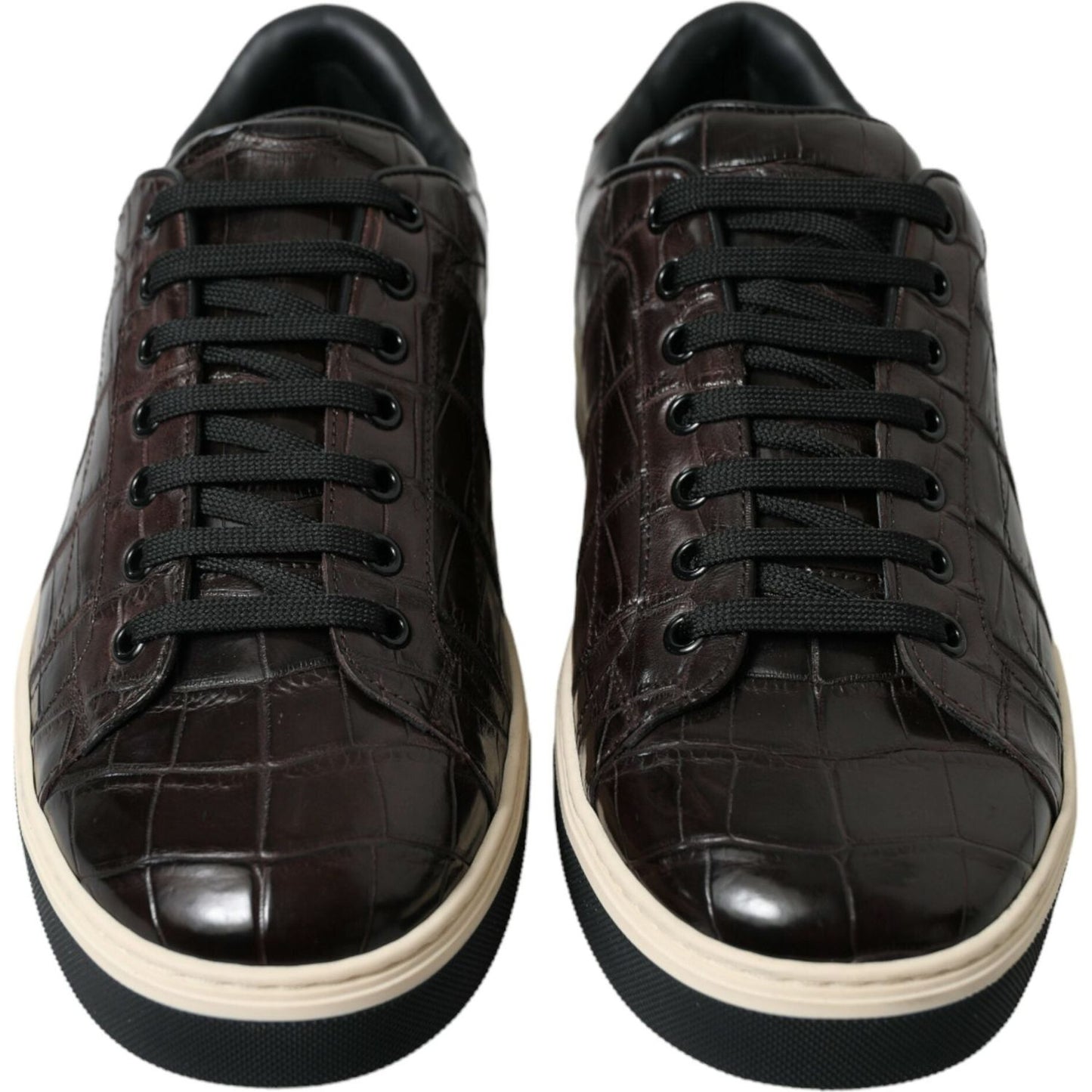 Dolce & Gabbana Brown Croc Exotic Leather Men Casual Sneakers Shoes MV5413-39