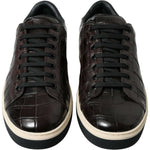 Dolce & Gabbana Brown Croc Exotic Leather Men Casual Sneakers Shoes MV5413-39