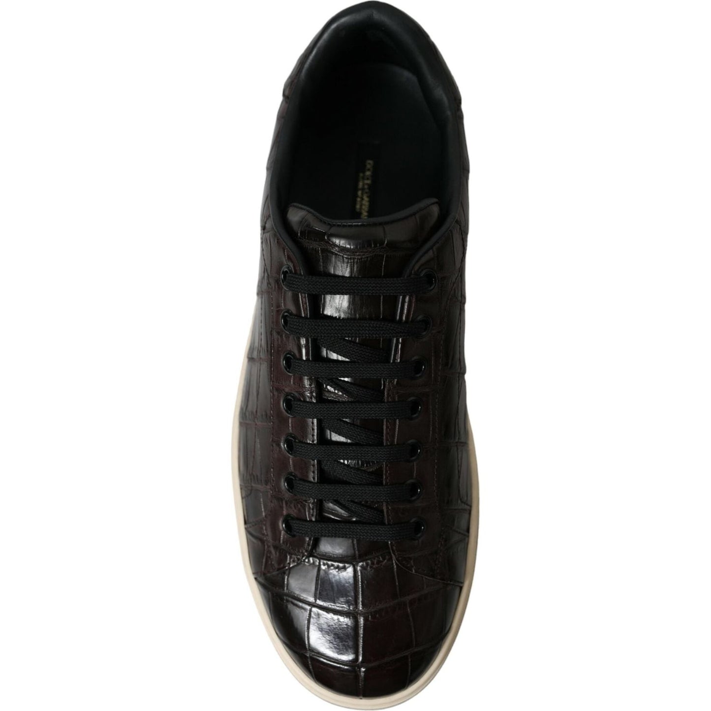 Dolce & Gabbana Brown Croc Exotic Leather Men Casual Sneakers Shoes MV5413-39