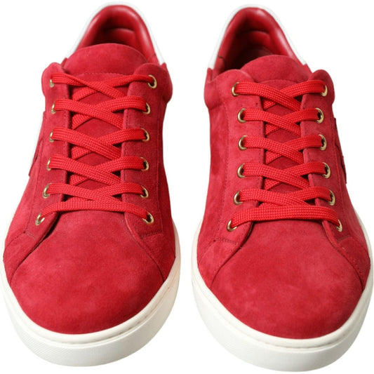 Dolce & Gabbana Red Suede Leather Men Low Top Sneakers Shoes MV5431-41