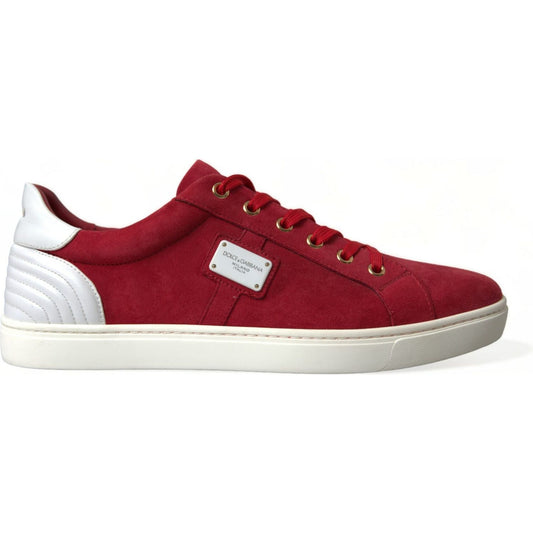 Dolce & Gabbana Red Suede Leather Men Low Top Sneakers Shoes MV5431-41
