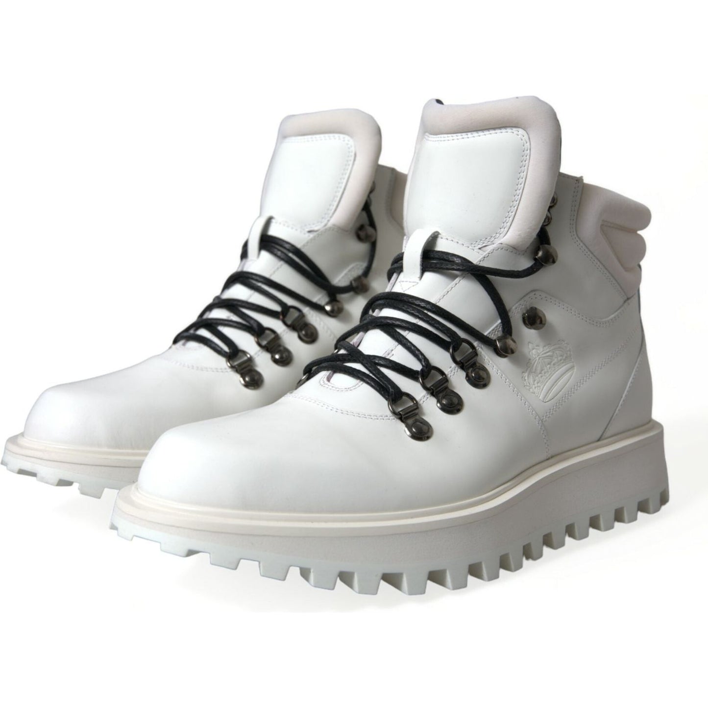 Dolce & Gabbana White Vulcano Trekking Ankle Boots Shoes