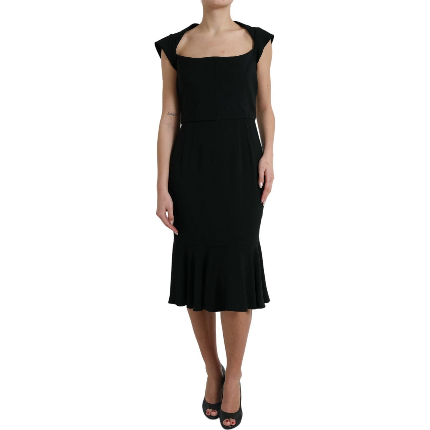 Dolce & Gabbana Black Cady Viscose Sleeveless Dress