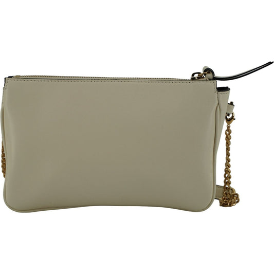 Versace Elegant White Lamb Leather Crossbody Pouch Versace Slate Gray