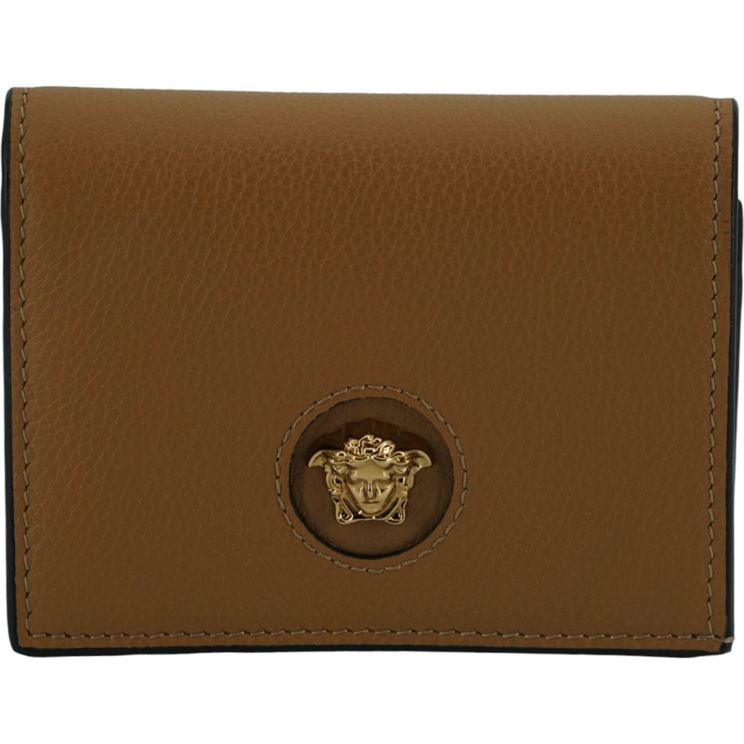 Versace Brown Calf Leather Compact Wallet