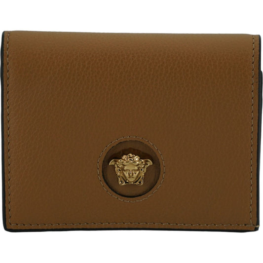 Versace Elegant Compact Leather Wallet in Brown