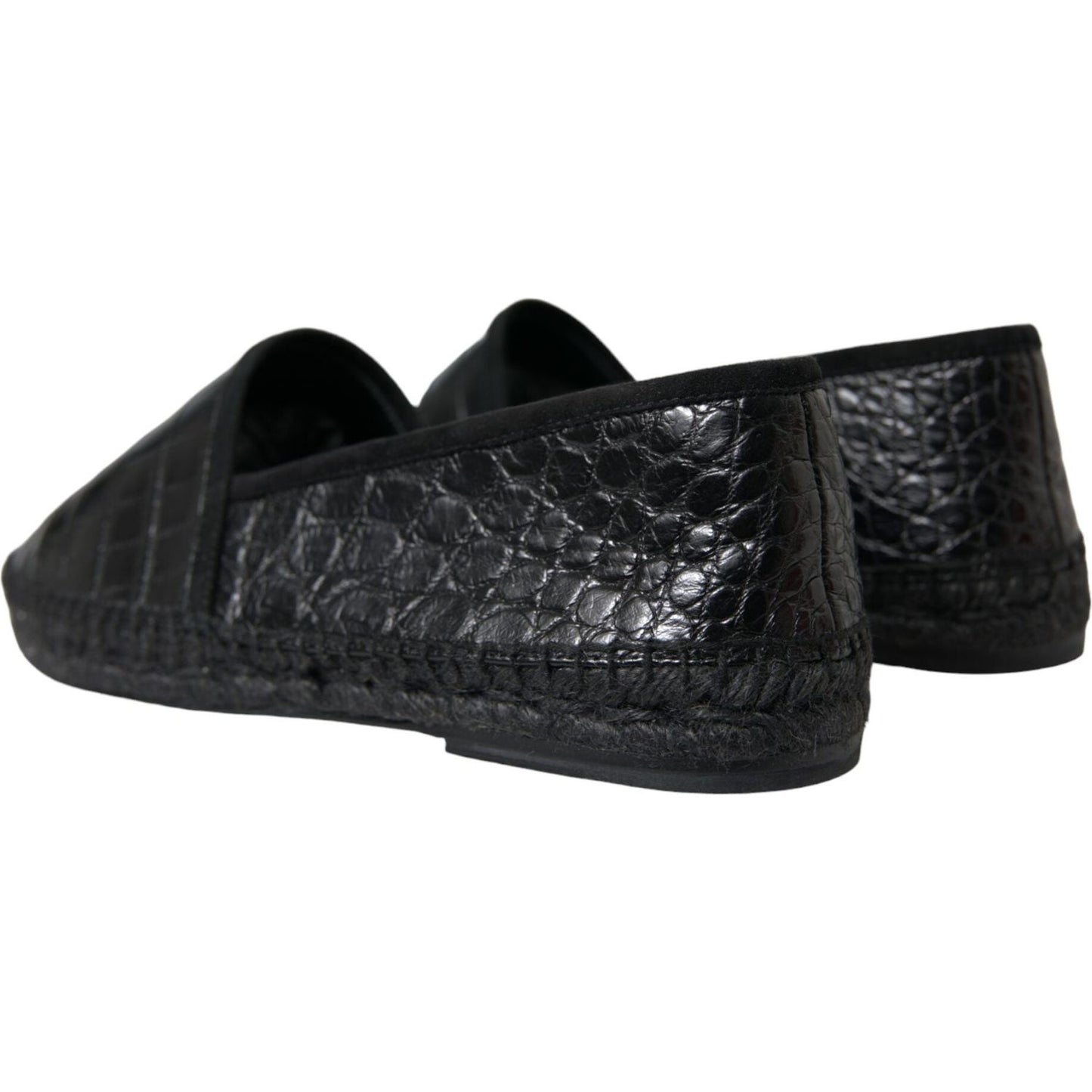 Dolce & Gabbana Black Exotic Leather Espadrilles Slip On Shoes