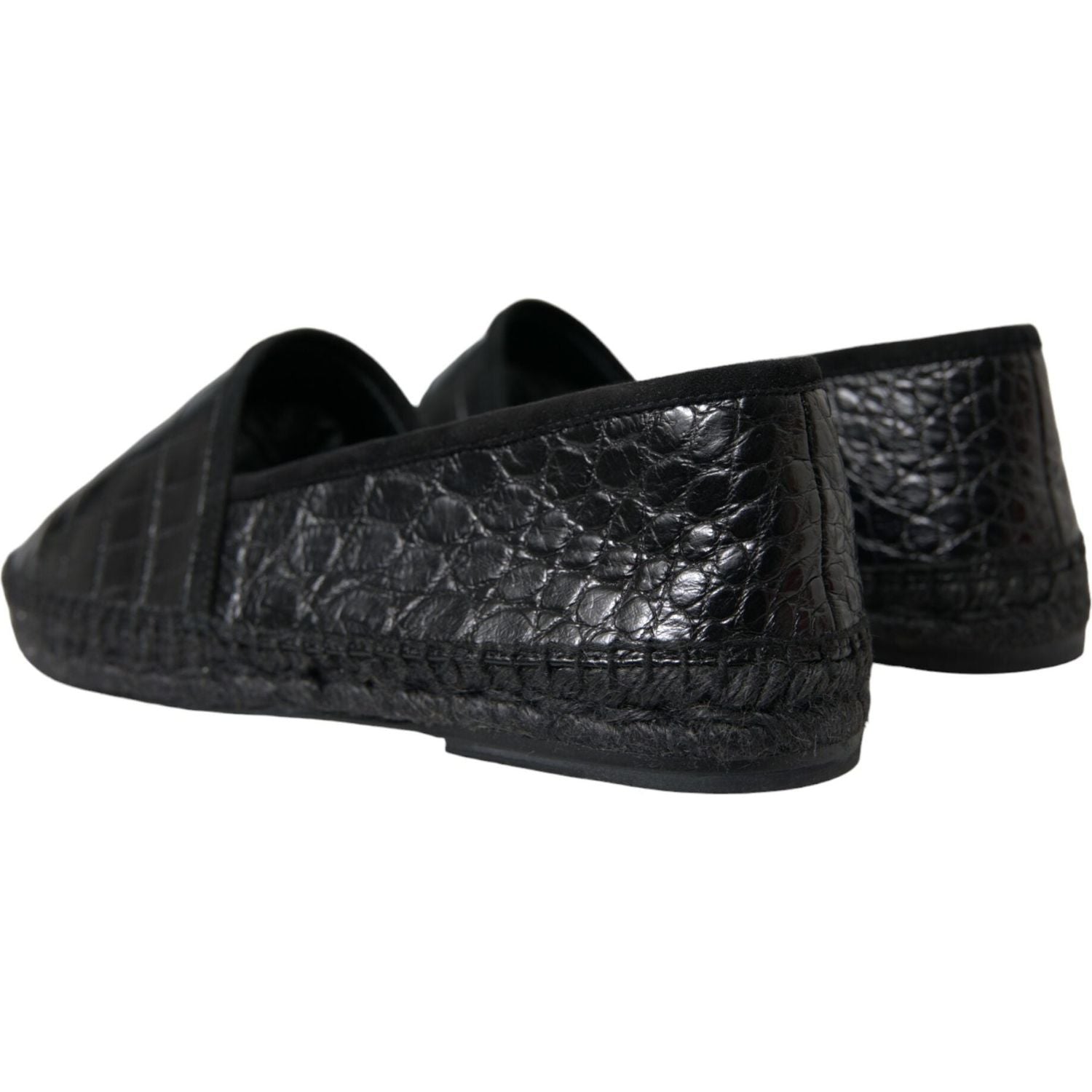 Dolce & Gabbana Black Exotic Leather Espadrilles Slip On Shoes