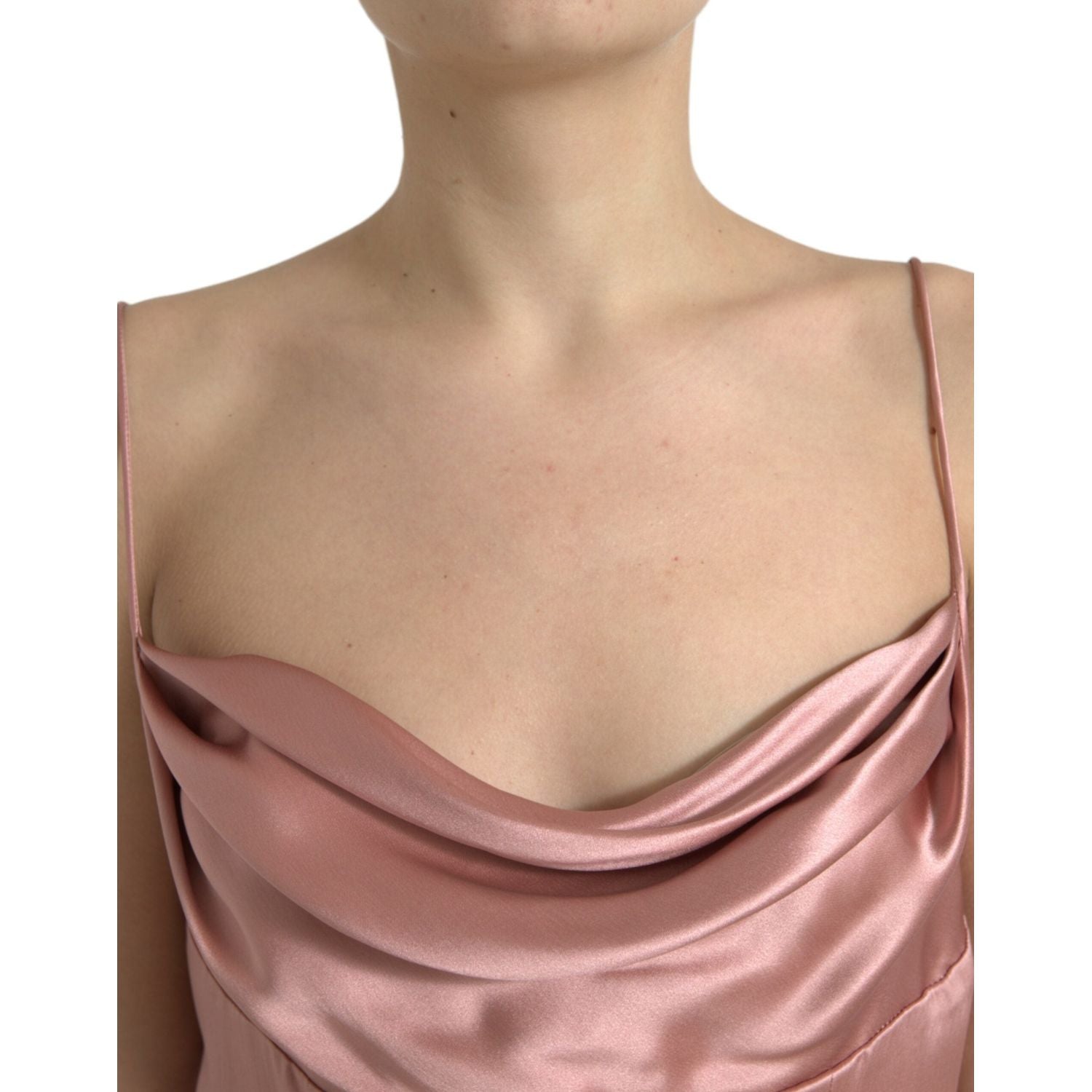 Dolce & Gabbana Pink Silk Spaghetti Straps Long Gown Dress