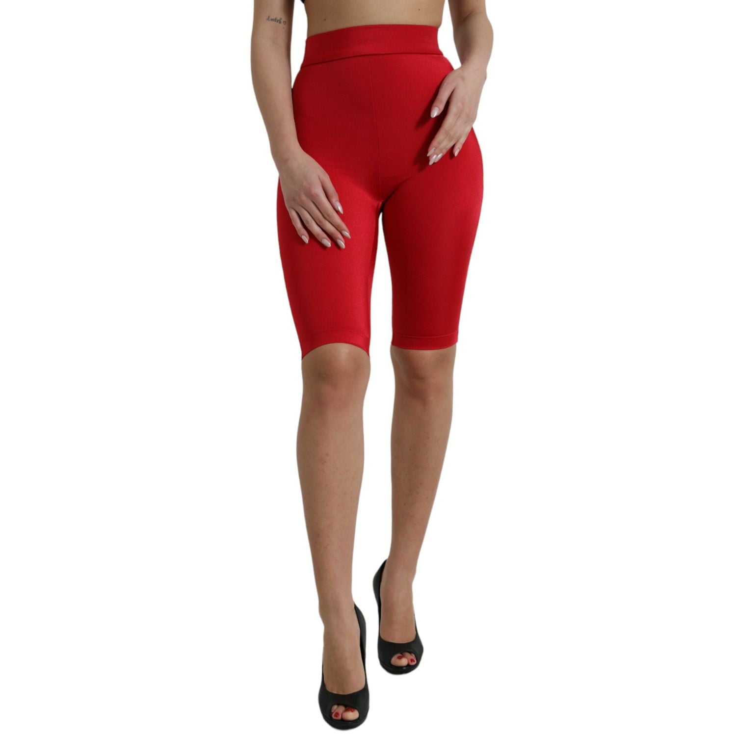 Dolce & Gabbana Red Stretch High Waist Cropped Leggings Pants