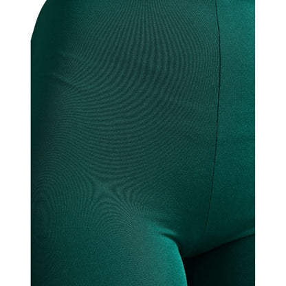 Dolce & Gabbana Green Nylon Stretch Slim Leggings Pants