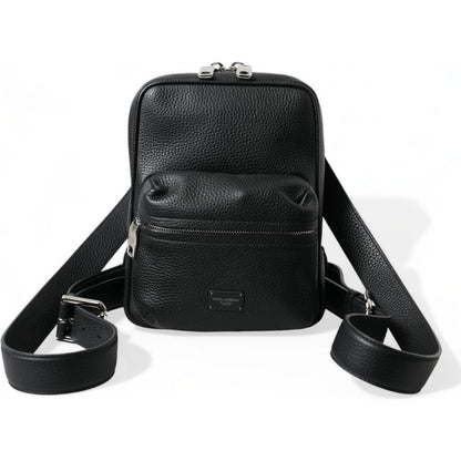 Dolce & Gabbana Black Calfskin Leather Logo Palermo Backpack Bag