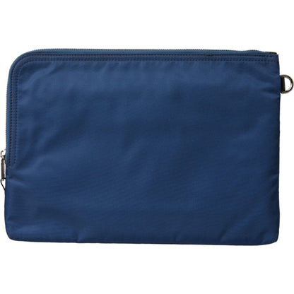 Dolce & Gabbana Blue DG Milano Print Nylon Pouch Clutch Men Bag