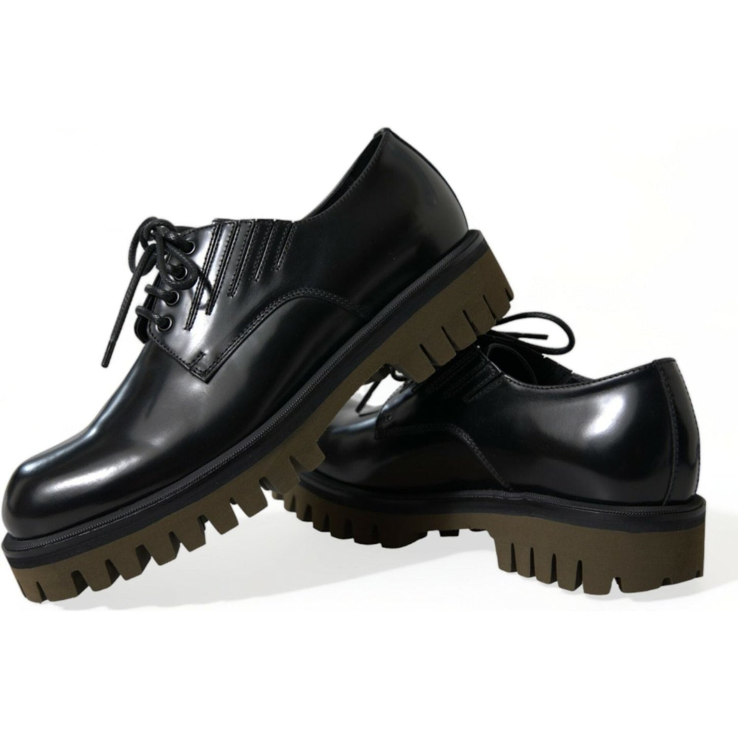 Dolce & Gabbana Black Leather Lace Up Derby Men Dress Shoes