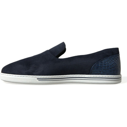Dolce & Gabbana Blue Suede Caiman Loafers Saint Tropez Shoes