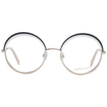 Emilio Pucci Black Women Glasses Frame in metal, half-rim style with demo lenses, round shape, includes branded case, size 53-21-140.