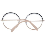 Emilio Pucci Black Women Glasses Frame, half-rim metal with round style and demo lenses, viewed from the back.
