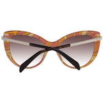 Emilio Pucci Brown Women Sunglass with gradient lenses and butterfly style, full-rim brown plastic frame, includes branded case