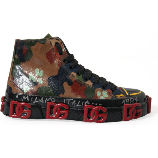 Dolce & Gabbana Multicolor Camouflage High Top Sneakers Shoes MV5549-40