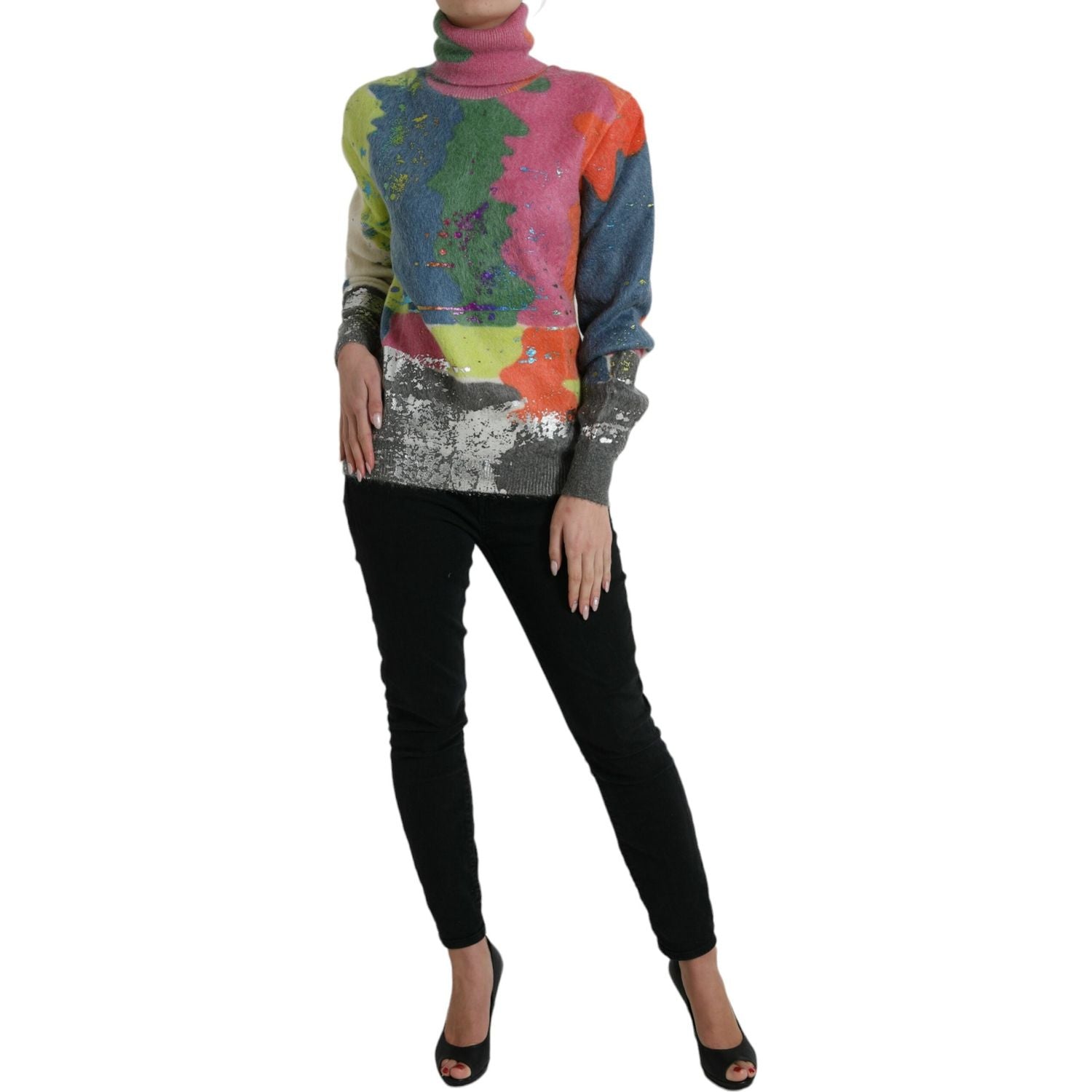 Dolce & Gabbana Multicolor Mohair Turtleneck Pullover Sweater