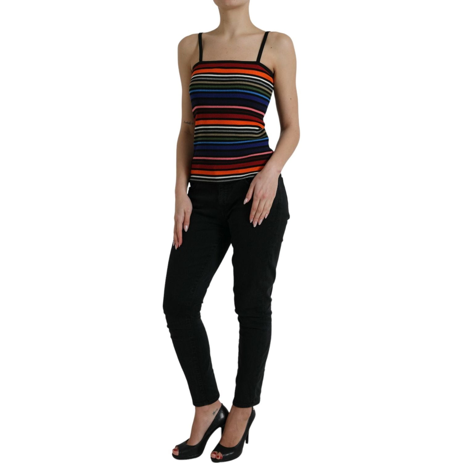 Dolce & Gabbana Multicolor Stripes Spaghetti Strap Tank Top