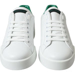 Dolce & Gabbana White Green Leather Portofino Sneakers Shoes MV5594-39.5