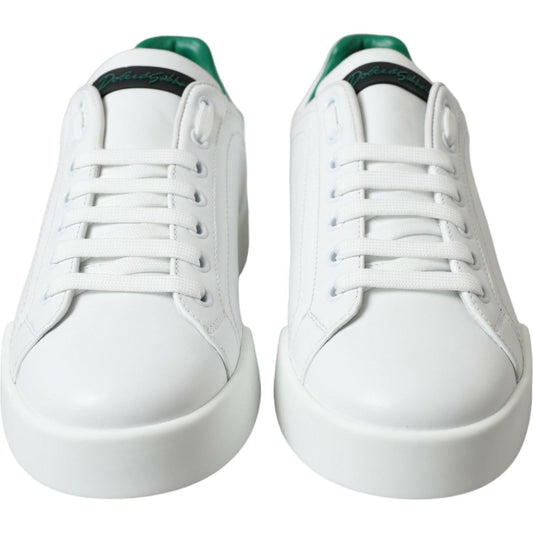 Dolce & Gabbana White Green Leather Portofino Sneakers Shoes MV5594-39.5