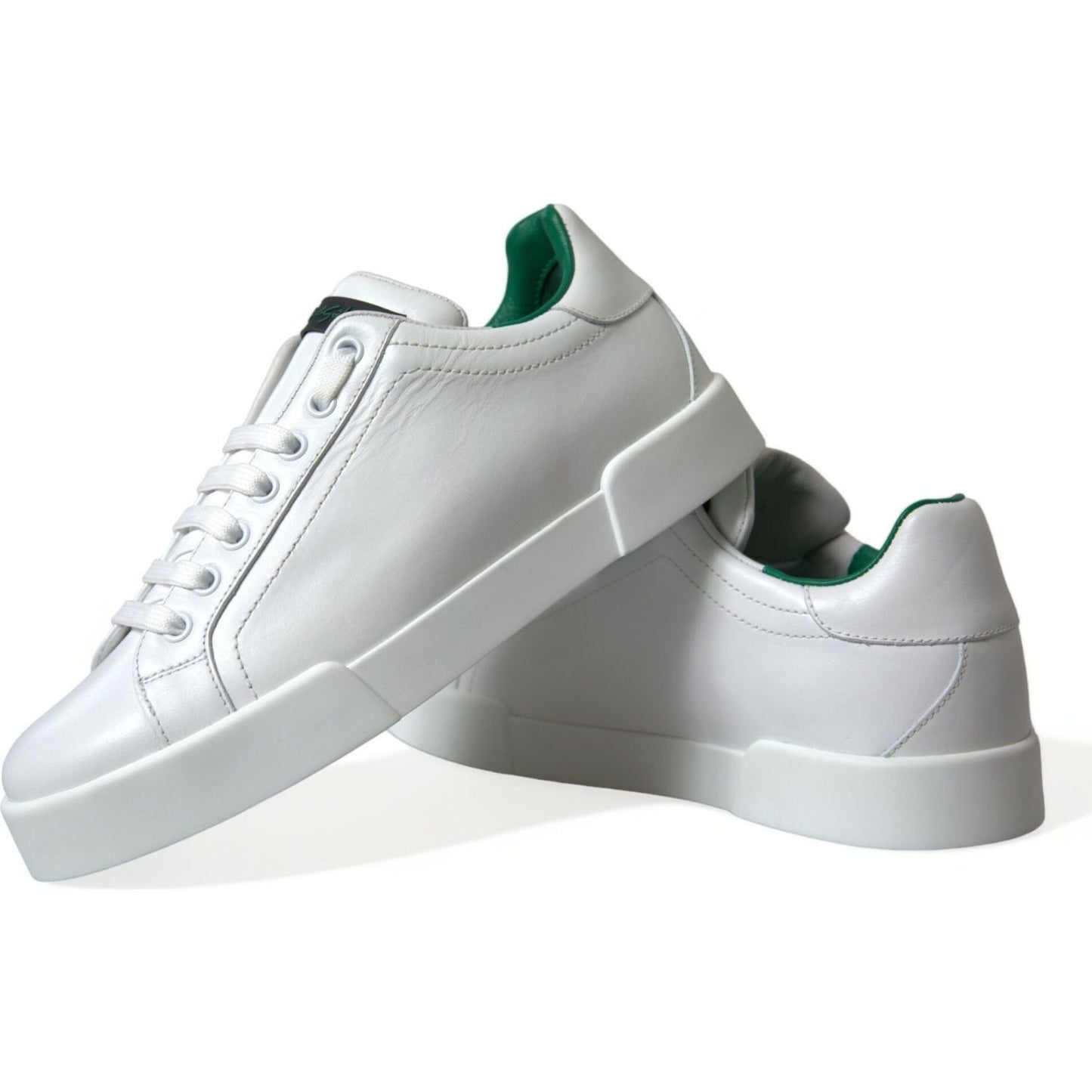 Dolce & Gabbana White Green Leather Portofino Sneakers Shoes MV5594-39.5
