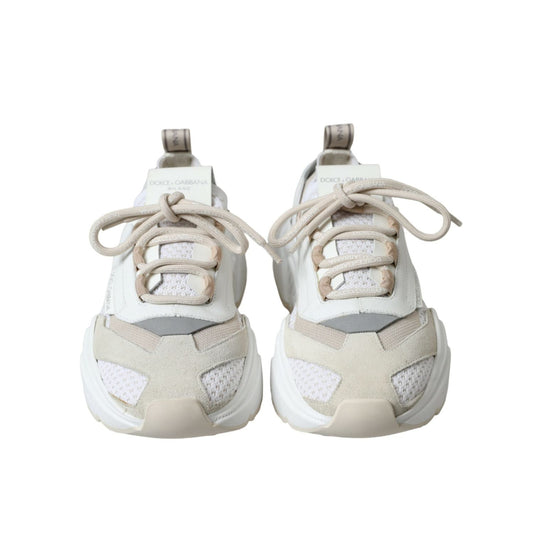 Dolce & Gabbana Beige White Daymaster Low Top Leather Sneakers Shoes LA10679-39