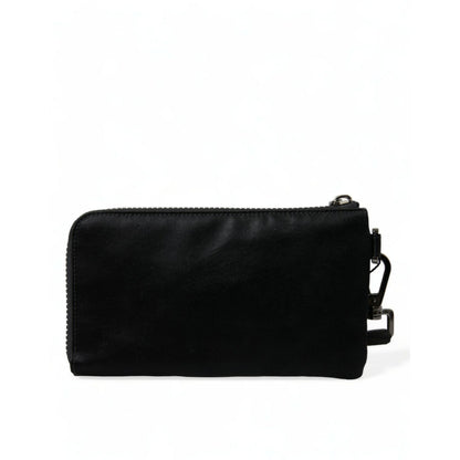 Dolce & Gabbana Black Nylon Logo Plaque Keyring Pouch Clutch Bag