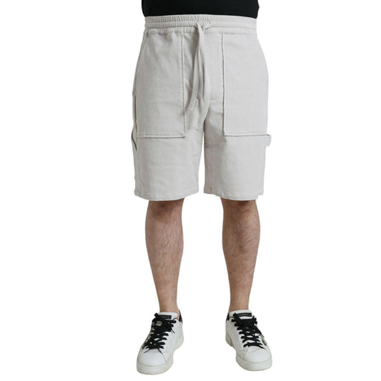 Dolce & Gabbana Beige Cotton Corduroy Logo Bermuda Shorts