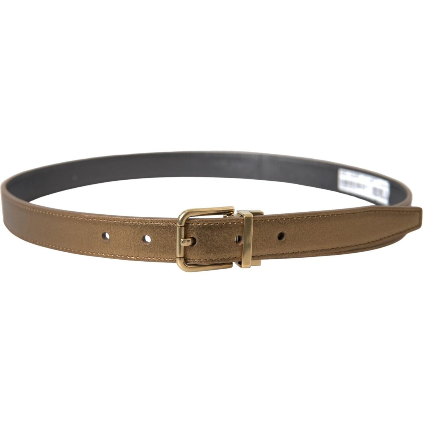 Dolce & Gabbana Metallic Gold Calf Leather Metal Buckle Belt