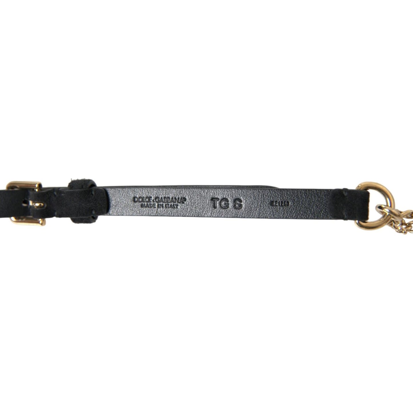 Dolce & Gabbana Black Suede Gold Chain Crystal Waist Belt