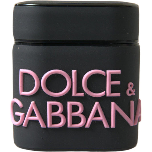 Dolce & Gabbana Black Pink Silicone Embossed Logo Airpods Case