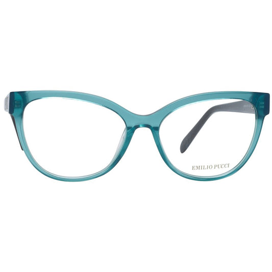 Emilio Pucci Green Women Glasses Frame in cat eye style with full-rim plastic lenses, size 55-16-140