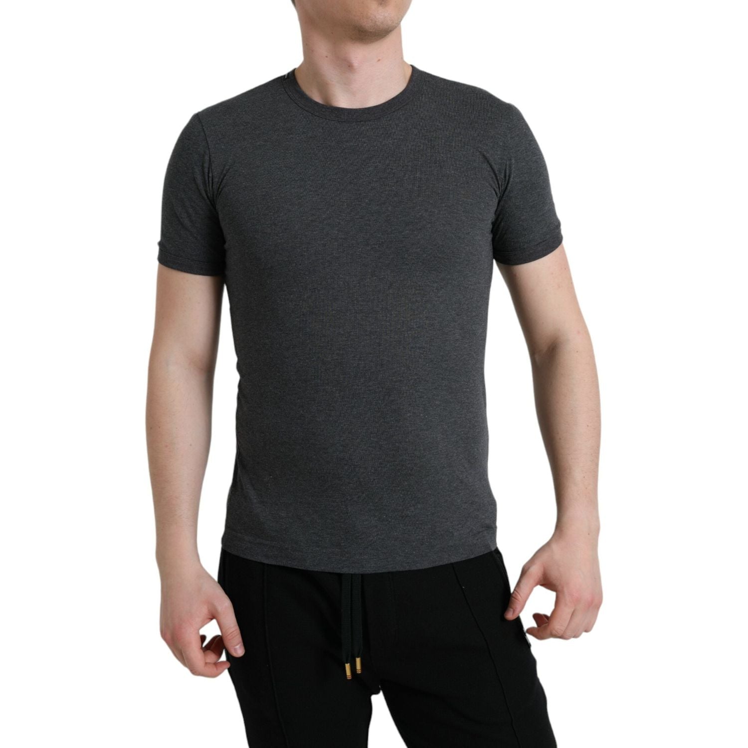 Dolce & Gabbana Dark Gray Cotton Crew Neck T-shirt