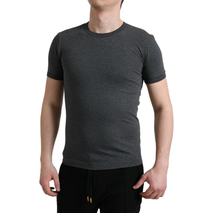 Dolce & Gabbana Dark Gray Cotton Crew Neck T-shirt