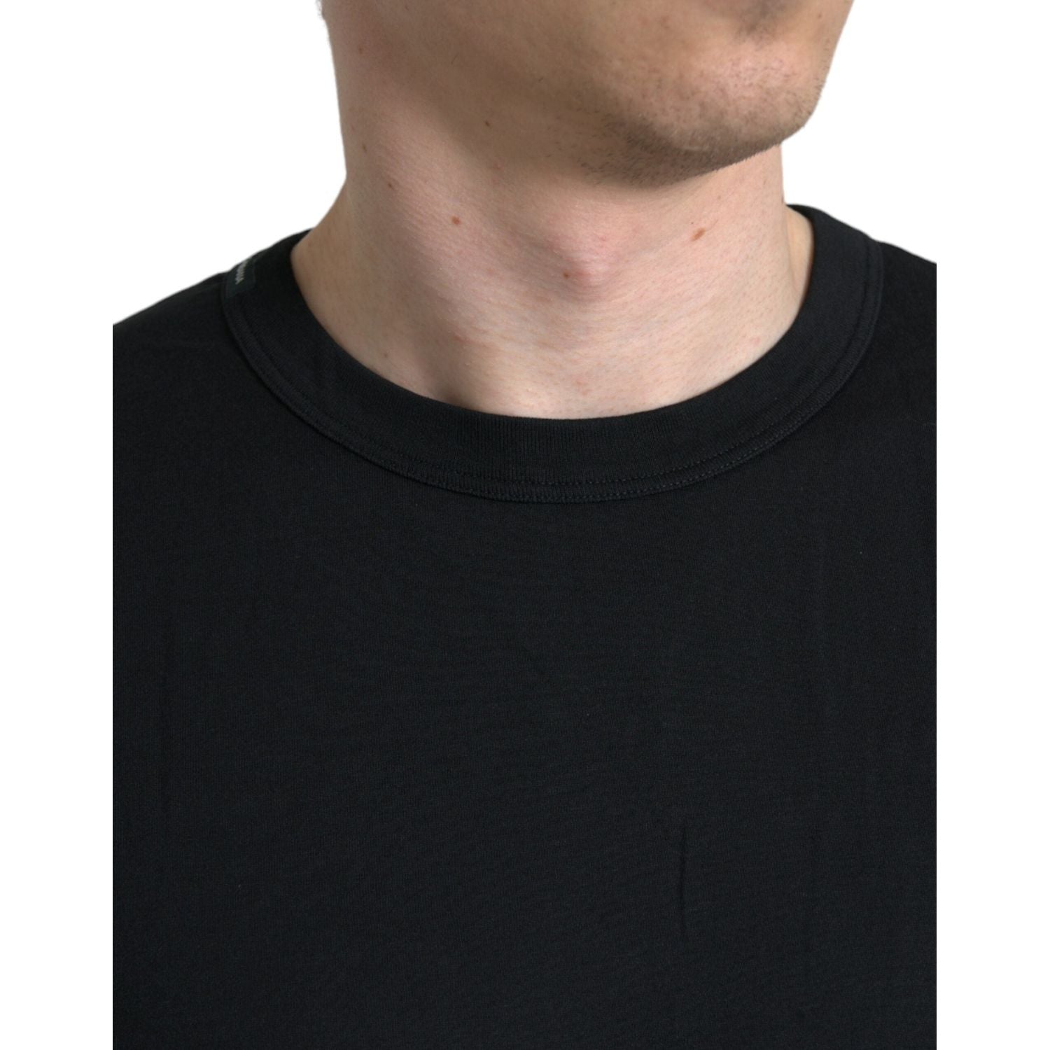 Dolce & Gabbana Black Logo Embossed Crew Neck Short Sleeves T-shirt