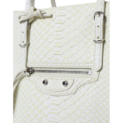 Balenciaga White Yellow Exotic Skin Leather Shopping Tote PAPIER Bag